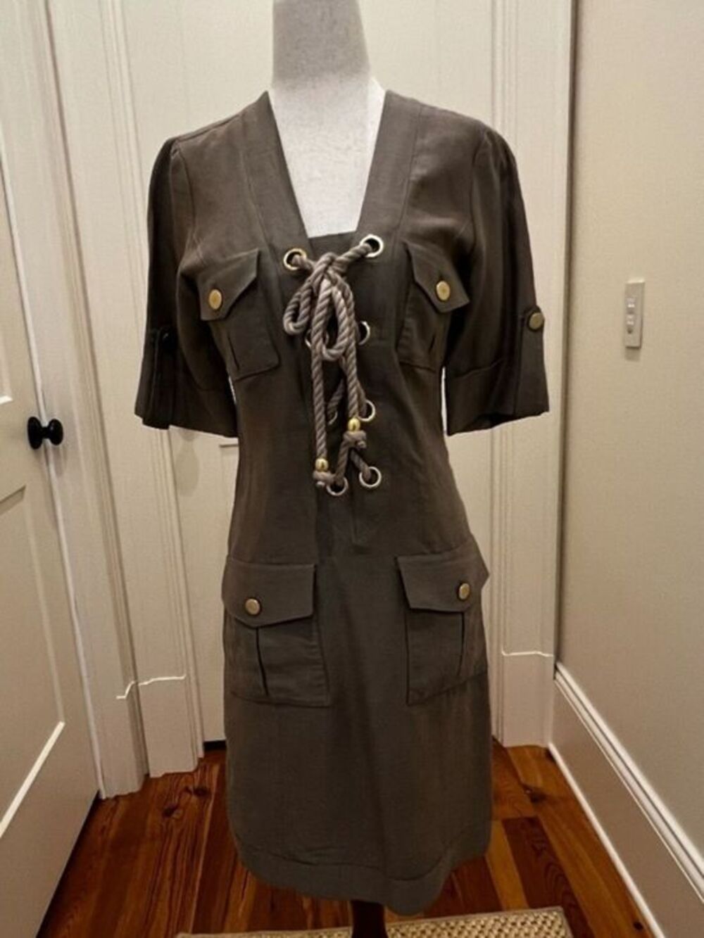 Milly Nautical Shift Dress with Gold Buttons Size 0 Perfect for Summer